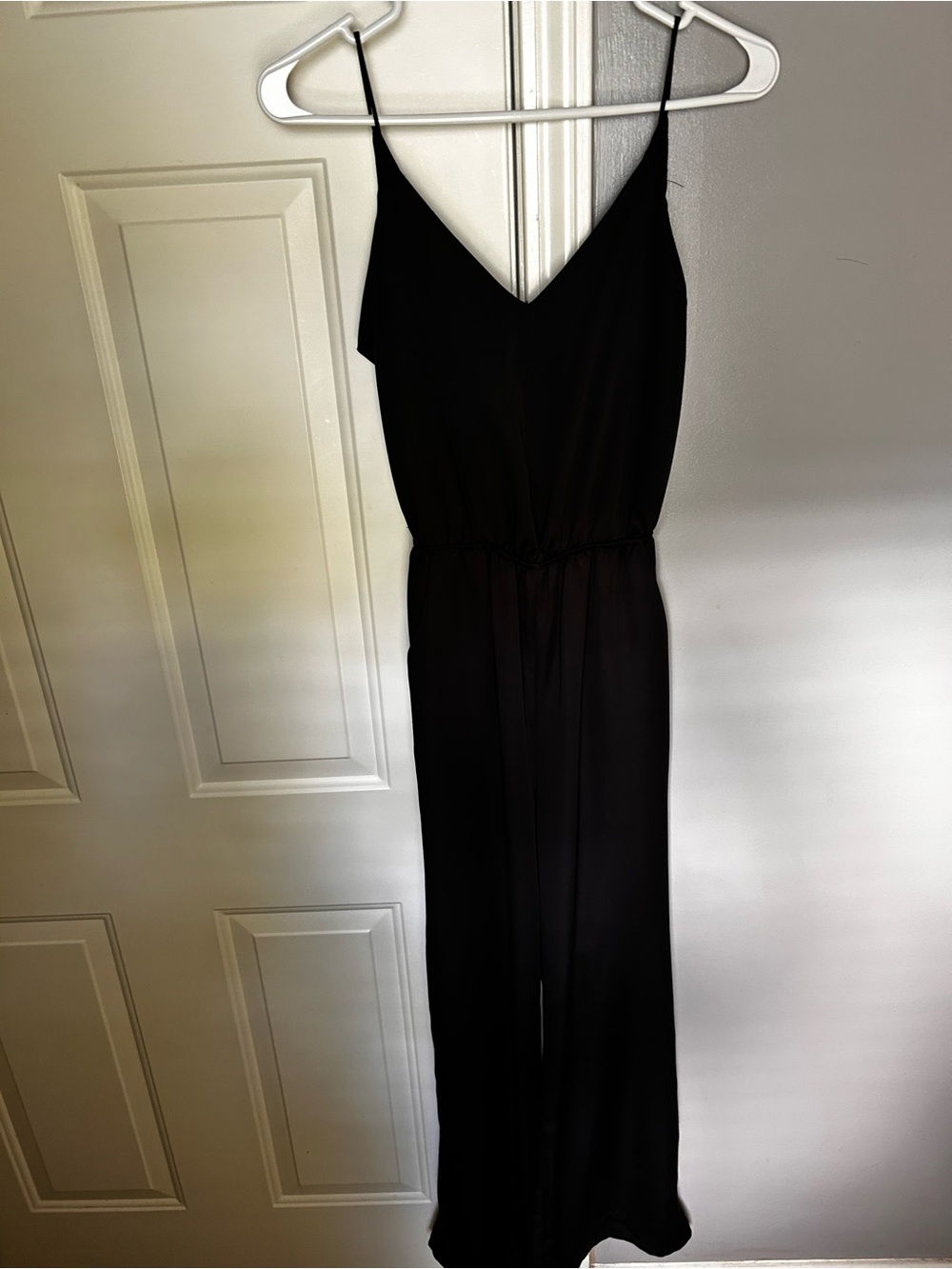 Blush Black Spaghetti-Strap Wide-Leg Jumpsuit